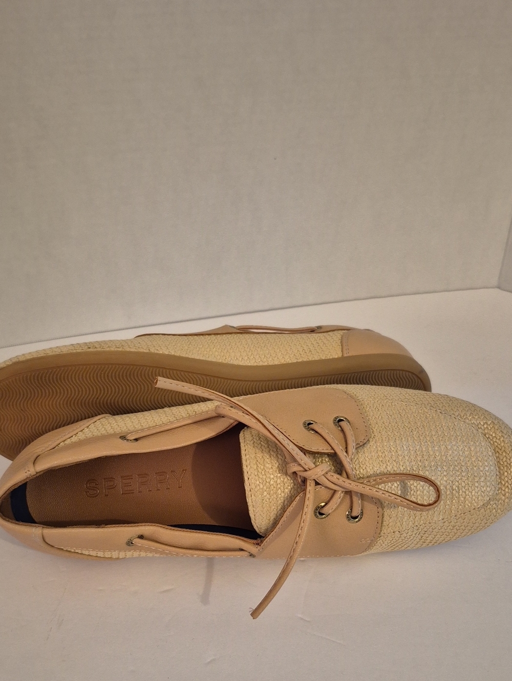 Sperry Women Tan Woven Boat Shoes Size 10